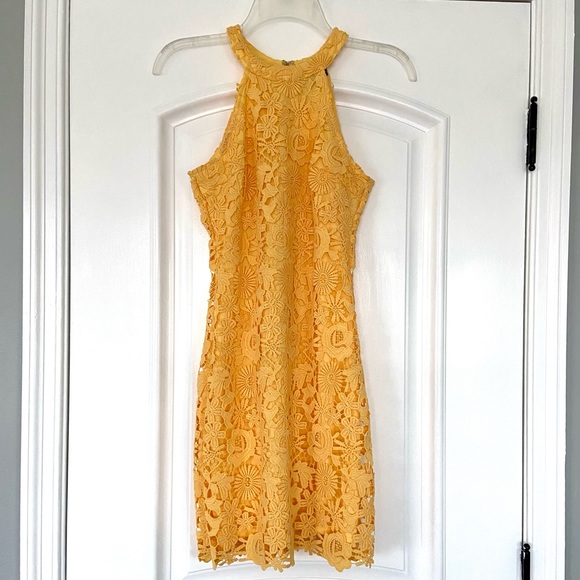 Love Poem Yellow Lace Mini Dress - Picture 2 of 4
